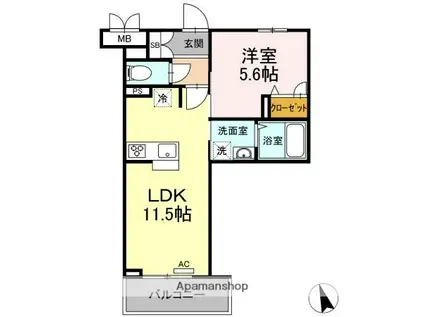 メセナ寺家(1LDK/1階)の間取り写真