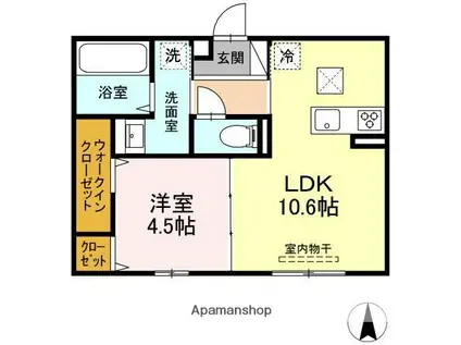 シャインテラス(1LDK/1階)の間取り写真