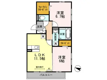 コウジィーコート(2LDK/3階)の間取り写真