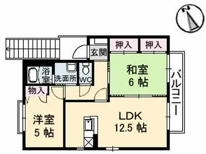 カーサ焼山中央E棟(2LDK/1階)の間取り写真