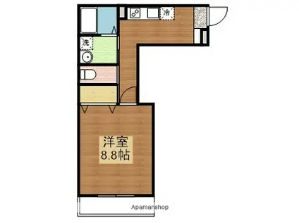 ピーエス黒瀬(1K/2階)の間取り写真