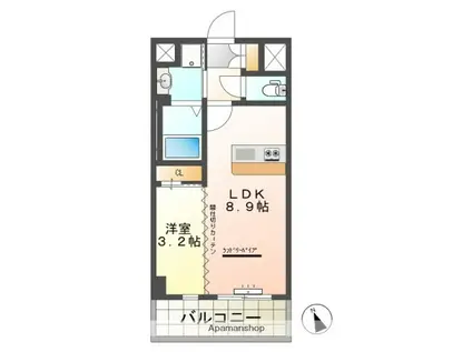 アイ・レジデンシーズ西条(1LDK/4階)の間取り写真