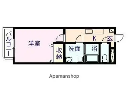 アヴェニールⅡ(1K/1階)の間取り写真