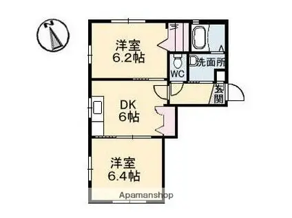 ウィステリア メゾン(2DK/2階)の間取り写真