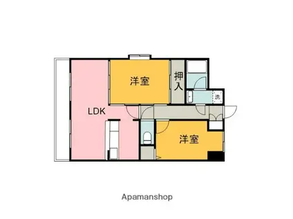 グリーンコート毘沙門(2LDK/9階)の間取り写真