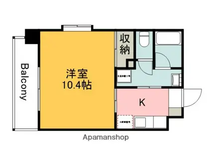 竹屋町村田ビル(1K/6階)の間取り写真