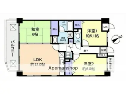 ハーモニー中須(3LDK/7階)の間取り写真