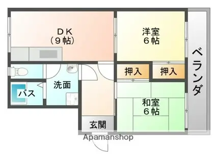第2コーポ田上(2DK/1階)の間取り写真