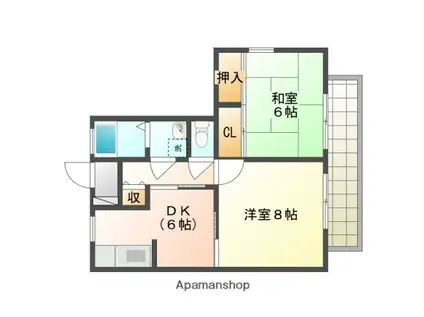 バリュージュ東野(2DK/2階)の間取り写真