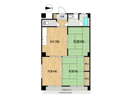 ファーレなかひろ(3DK/3階)の間取り写真