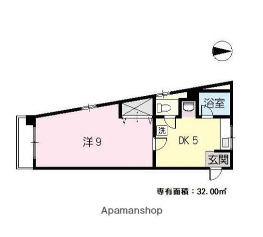 広島電鉄皆実線 比治山橋駅 徒歩14分 4階建 築39年(1DK/3階)の間取り写真