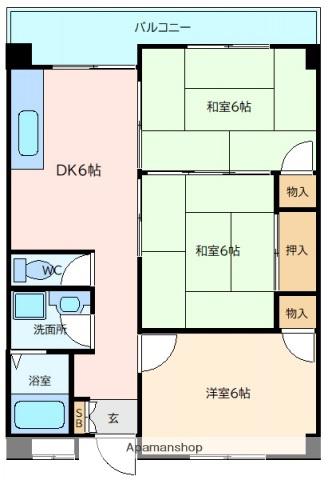 ブランシェ牛田(3DK/4階)の間取り写真