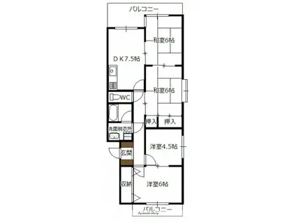 第1福永ビル(4DK/3階)の間取り写真