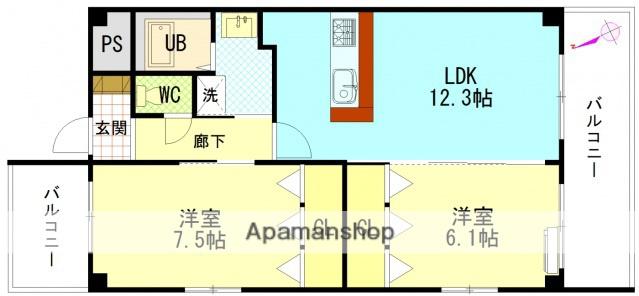 エスポワールサコモト(2LDK/2階)の間取り写真