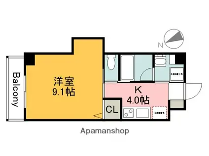 KTビル(1K/2階)の間取り写真