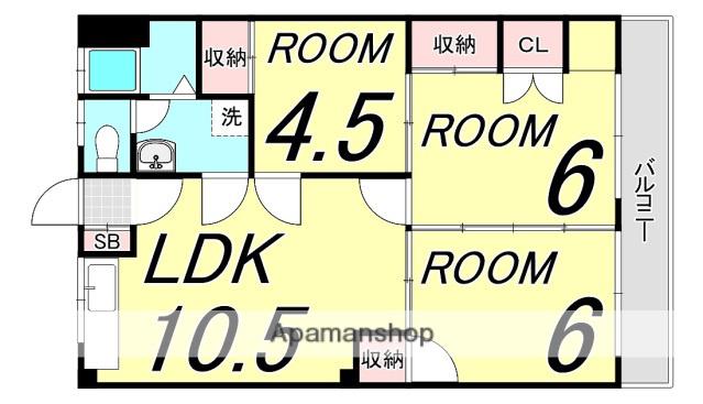 光南マンション(3LDK/4階)の間取り写真