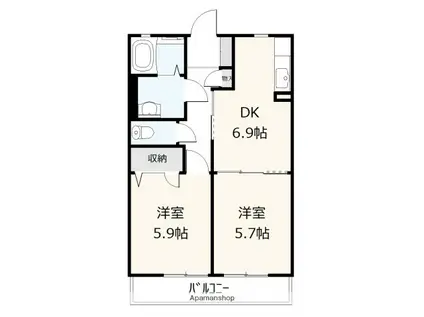 グレースコートAKI(2DK/2階)の間取り写真