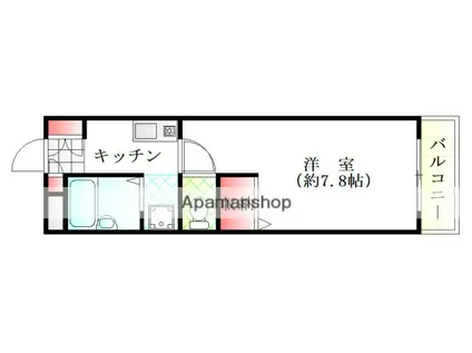 AXIS-WILL古市STA(1K/1階)の間取り写真