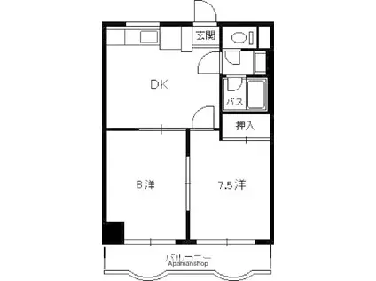 パティオ舟入(2DK/3階)の間取り写真