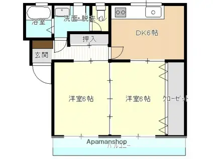パレファミーユ(2DK/3階)の間取り写真