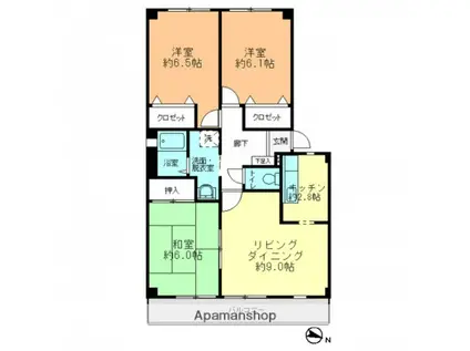 パークファイブA棟(3LDK/2階)の間取り写真