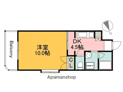 リバーハイム古市(1DK/3階)の間取り写真