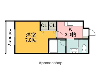 カーサ大塚2ND(1K/1階)の間取り写真