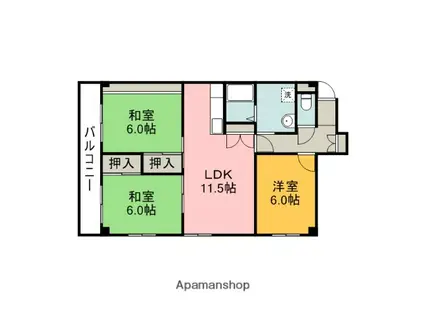 コーワ・レジデンス(3LDK/2階)の間取り写真