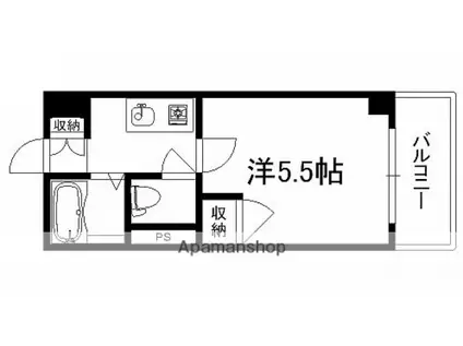 グリンハウス三篠(1K/5階)の間取り写真
