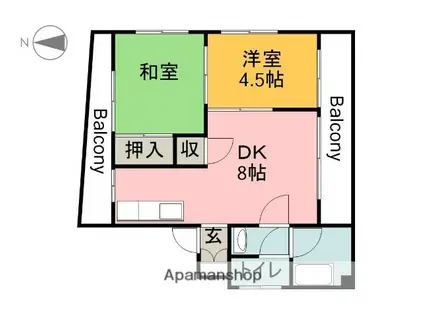 山田ビル(2DK/3階)の間取り写真