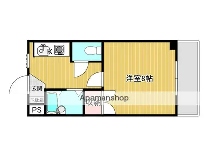 クレール谷本(1K/3階)の間取り写真