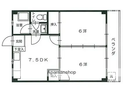 島本マンション(2DK/3階)の間取り写真