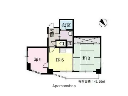 比治山パークサイドビル(2DK/5階)の間取り写真