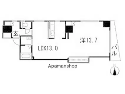 159ビル(ワンルーム/1階)の間取り写真