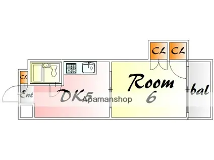 中田ビル三篠(1DK/3階)の間取り写真