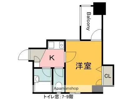 第2片山ビル(1K/8階)の間取り写真