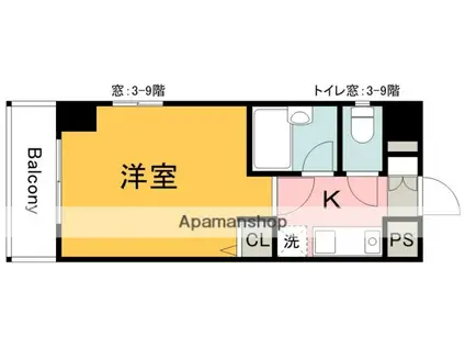 第2片山ビル(1K/7階)の間取り写真