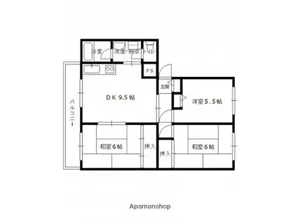 増原マンション(3DK/1階)の間取り写真