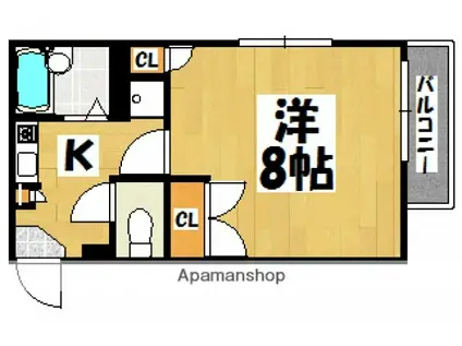 己斐上タウンA(1K/4階)の間取り写真