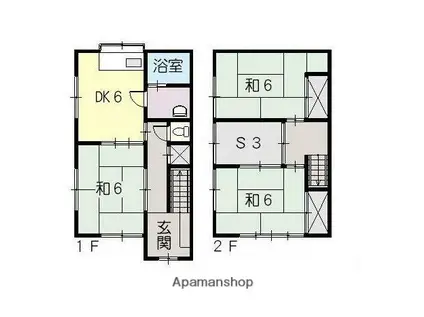 広島電鉄宇品線 広大附属学校前駅 徒歩7分 2階建 築41年(3SDK)の間取り写真