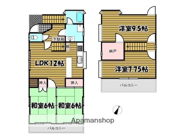 金本ビル(4LDK/3階)の間取り写真