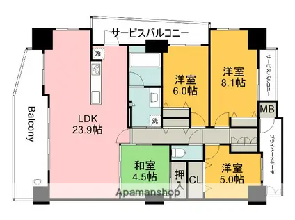 BELISTA祗園(4LDK/12階)の間取り写真