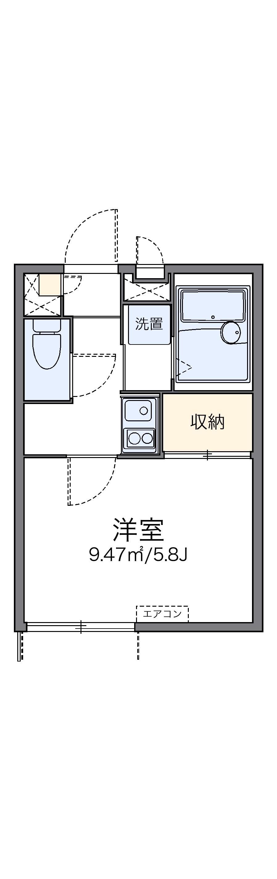 レオパレスきのした荘(1K/1階)の間取り写真
