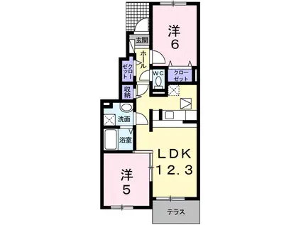 グランツ壱番館(2LDK/1階)の間取り写真