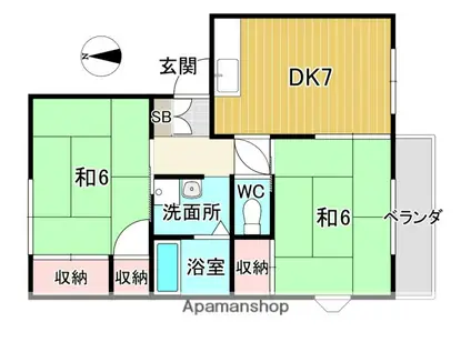 メゾン東浄(2DK/2階)の間取り写真