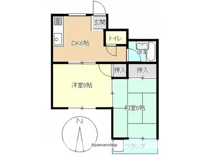 椿本ビル(2DK/3階)の間取り写真