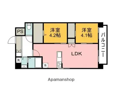 鉄砲町柴崎ビル(2LDK/9階)の間取り写真