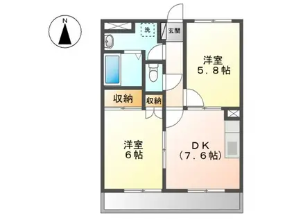 コンフォール高須(2DK/2階)の間取り写真