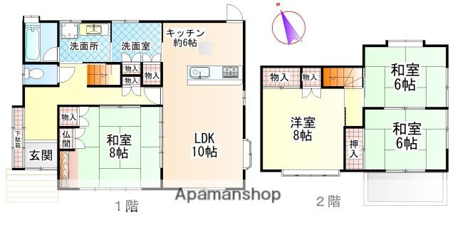 可部線 古市橋駅 徒歩12分 2階建 築38年(4SLDK)の間取り写真