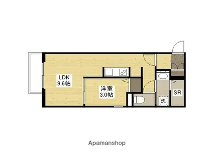 月光矢賀ソレイユサイド弐番館(1LDK/1階)の間取り写真